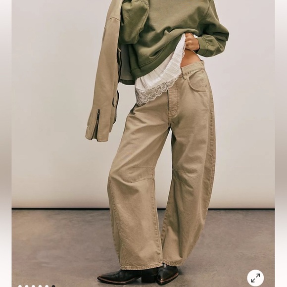 Free People Denim - Free People We The Free Good Luck Mid Rise Barrel Jeans Size 30 Cotton Neutral